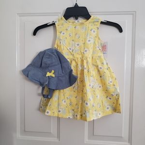NWT Carter's Baby Girl Summer Floral Sleeveless Dress & Hat Set Size 24 M